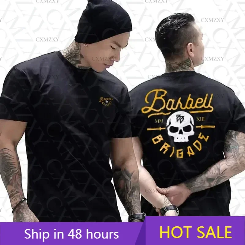 

Summer Fashion Heavyweight Retro Men's English Letters 100% Cotton Printed Round Neck High-quality Casual Fitness Street T-shirt