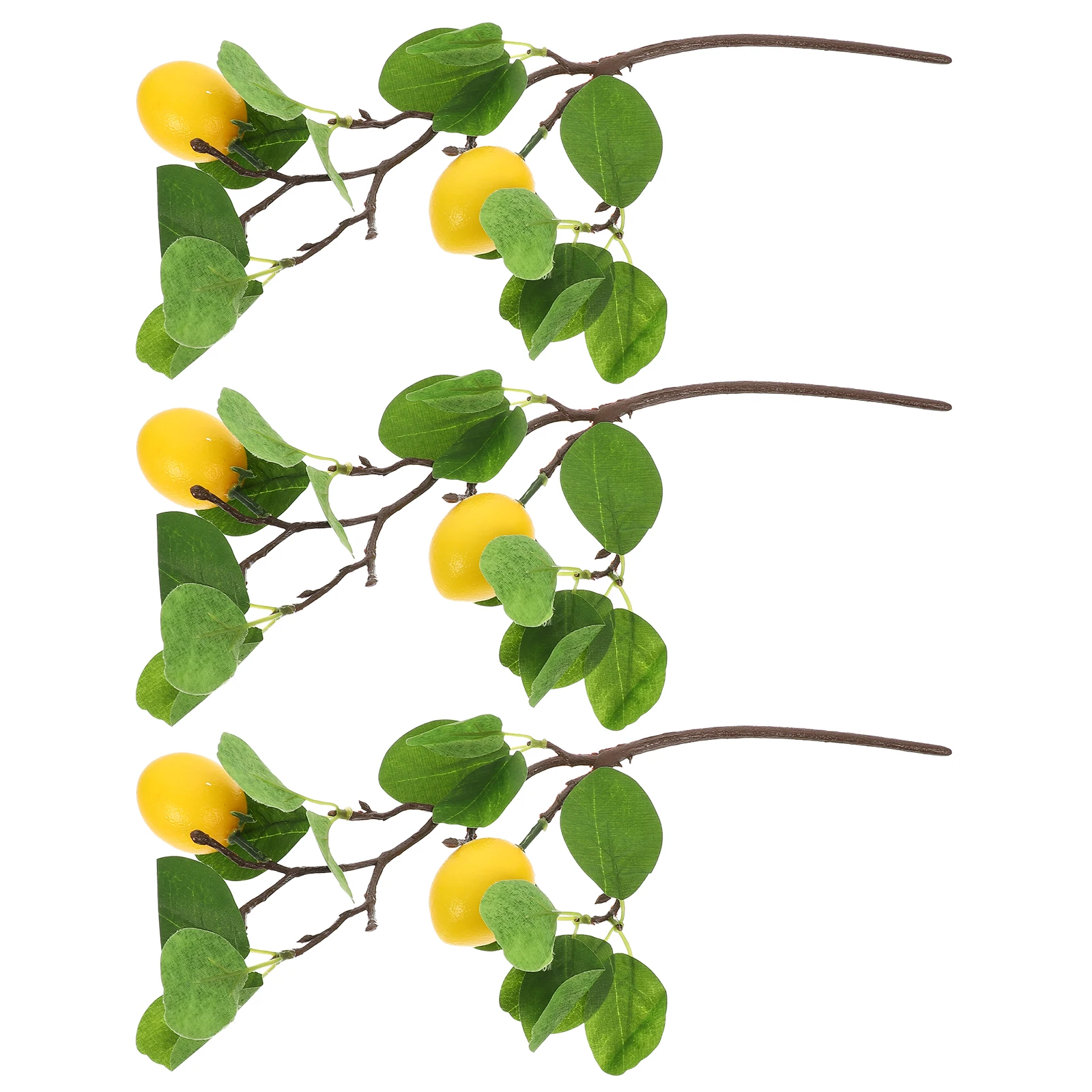 

3pcs Artificial Lemon Twigs Home Bright Color Realistic Visual Experience Environmental Protection Long Lasting Color Retention