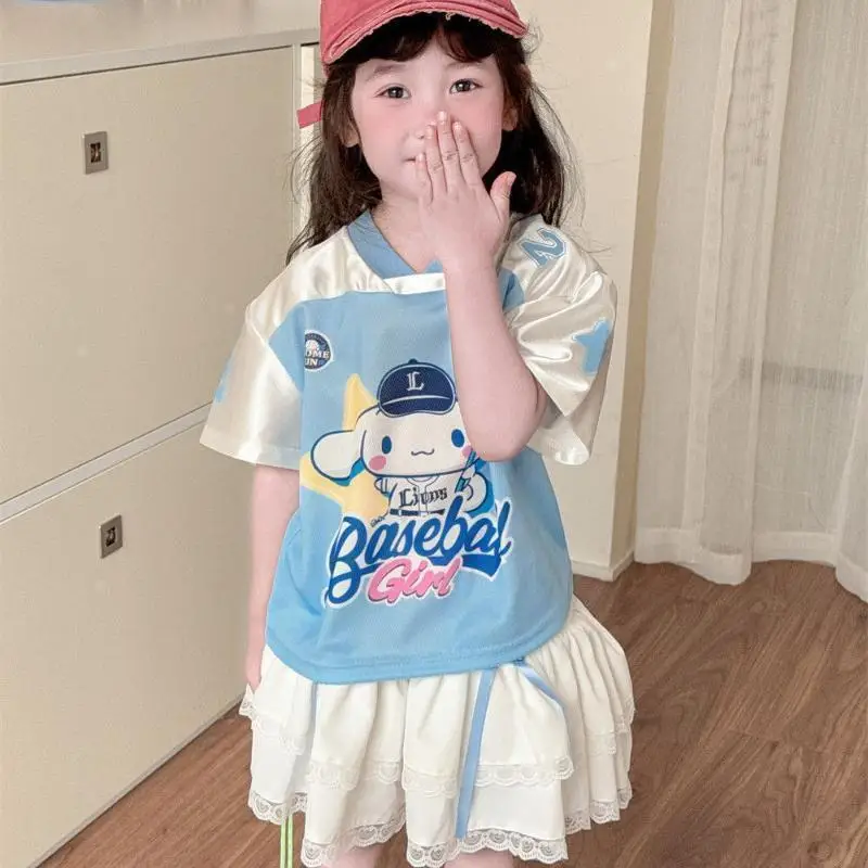 

sanrio summer children short-sleeved jersey suit sweet cool cartoon new style t-shirt Fashion short skirt casual versatilejersey