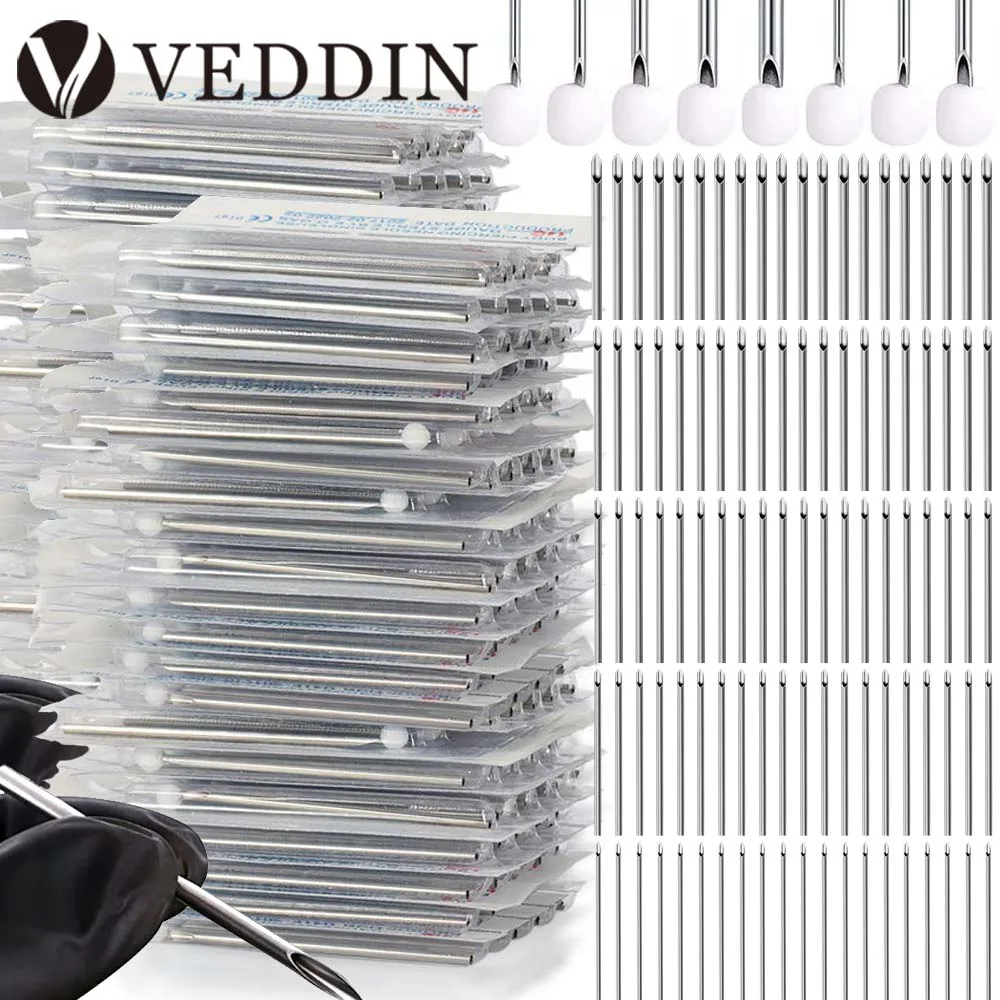 

100/50/25/5pcs Piercing Needles Disposable Sterile 12G 14G 16G 18G 20G Ear Nose Navel Nipple Lips Piercing Needle Makeup Supply