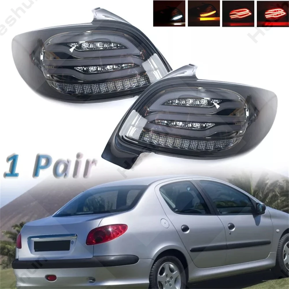 Pair LED Taillights For Peugeot 206 206CC 1998-2008 Peugeot 207 2006-2013 Tail Light Taillamp Rear Lamp Brake Fog Light Assembly