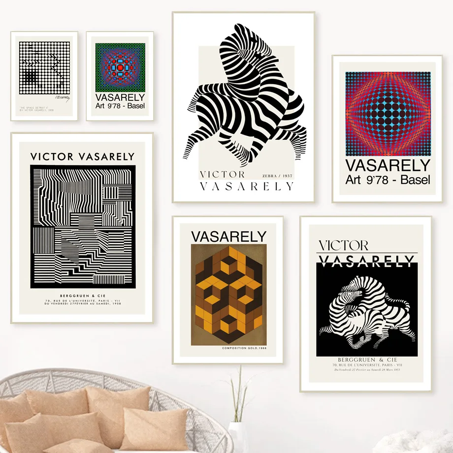 Victor Vasarely Zebra Psychedelische Geometrie Muurkunst Canvas Schilderij Nordic Poster En Print Muurfoto 'S Voor Woonkamer Decor