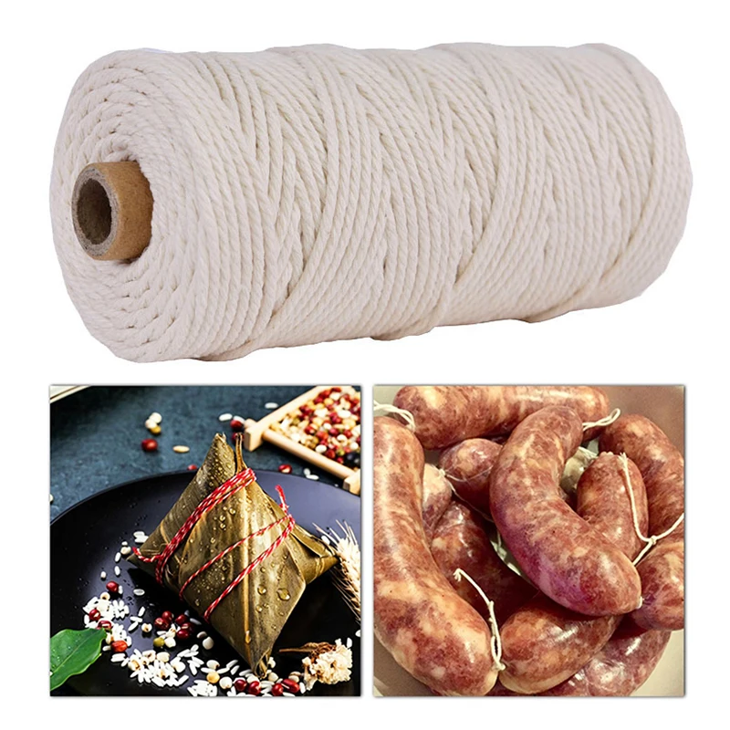 Cuerda de carnicero de 2mm y 100m de grosor, hilo de algodón para preparación de carne, trenzas de pavo, cuerdas para barbacoa, carne, salchicha, lazo, 100 metros