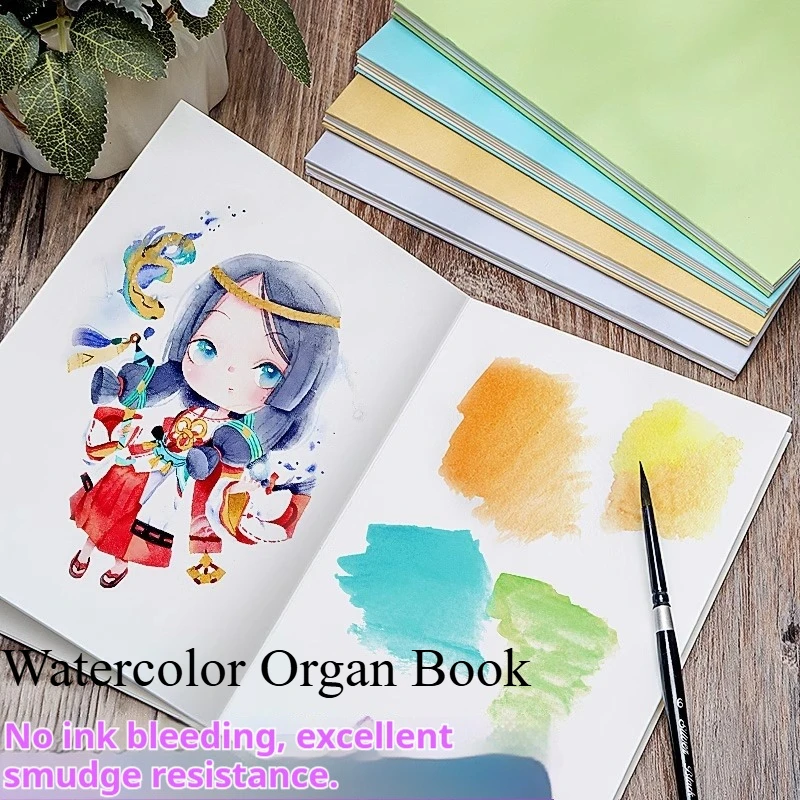 Foldable Watercolor Organ Book 300gsm Cotton Paper Sheets Fine/Medium Texture Watercolor Journal Large Landscape Drawing Pad