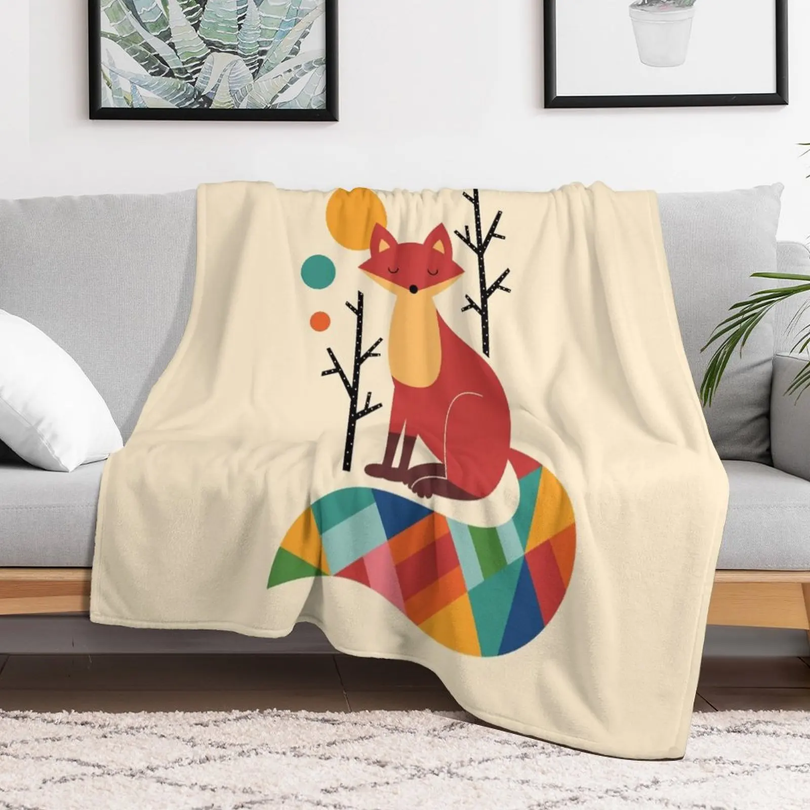 

Rainbow Fox Throw Blanket Flannel Fabric Softest Baby Luxury Throw Blankets