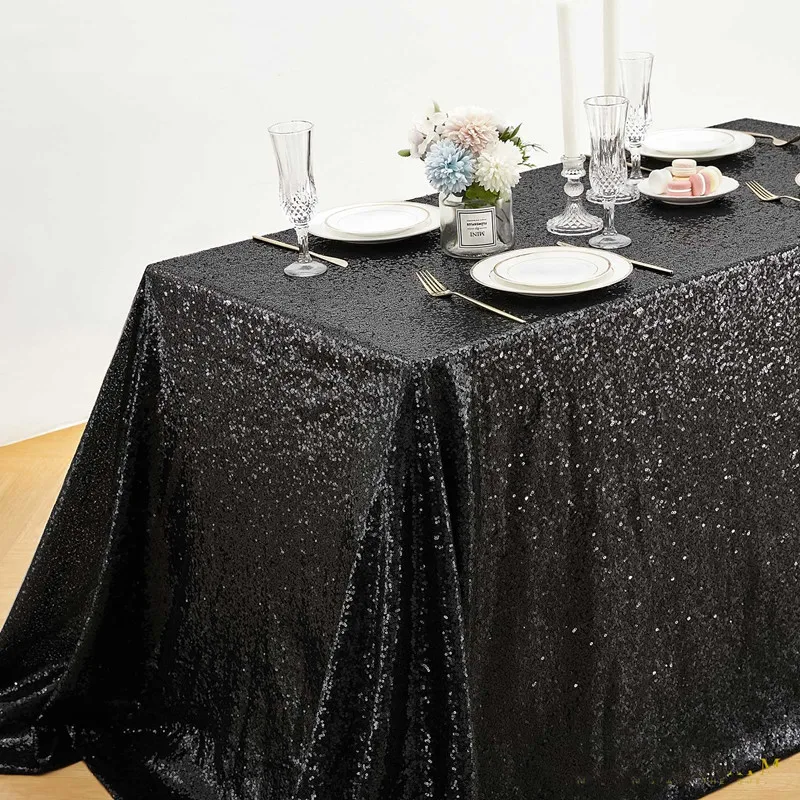 Gold Sequin Tablecloth 108x50 Inch-Rectangle Table Cover Overlay for Wedding Baby Birthday Cake Table Holiday Banquet Decoration