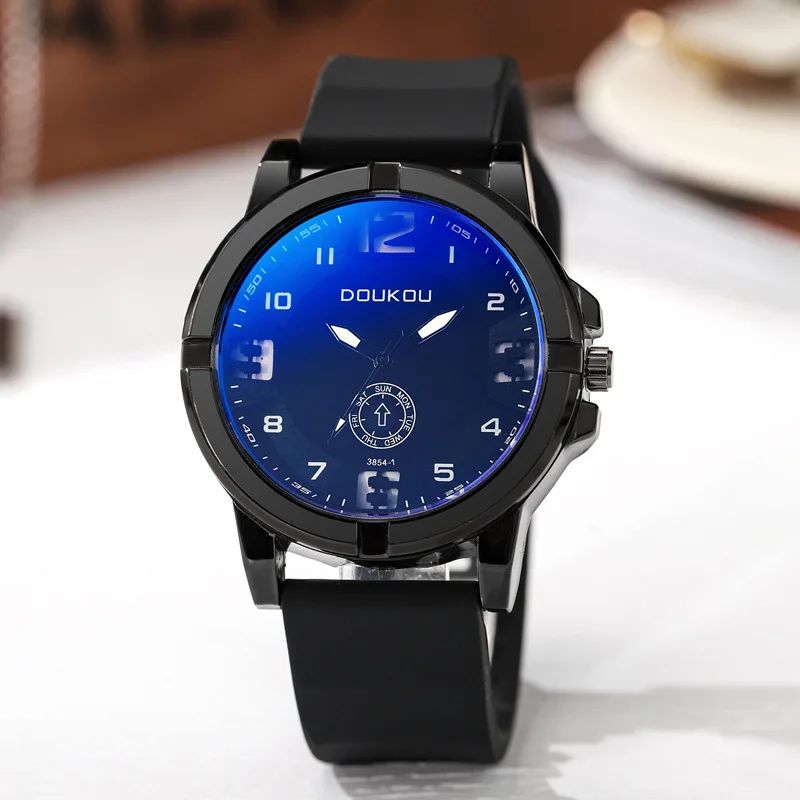 

Fashion Silicone Strap Men Sports Watches Casual Arabic Dial Male Quartz Wristwatch Reloj Hombre Valentine's Day Clock Gifts