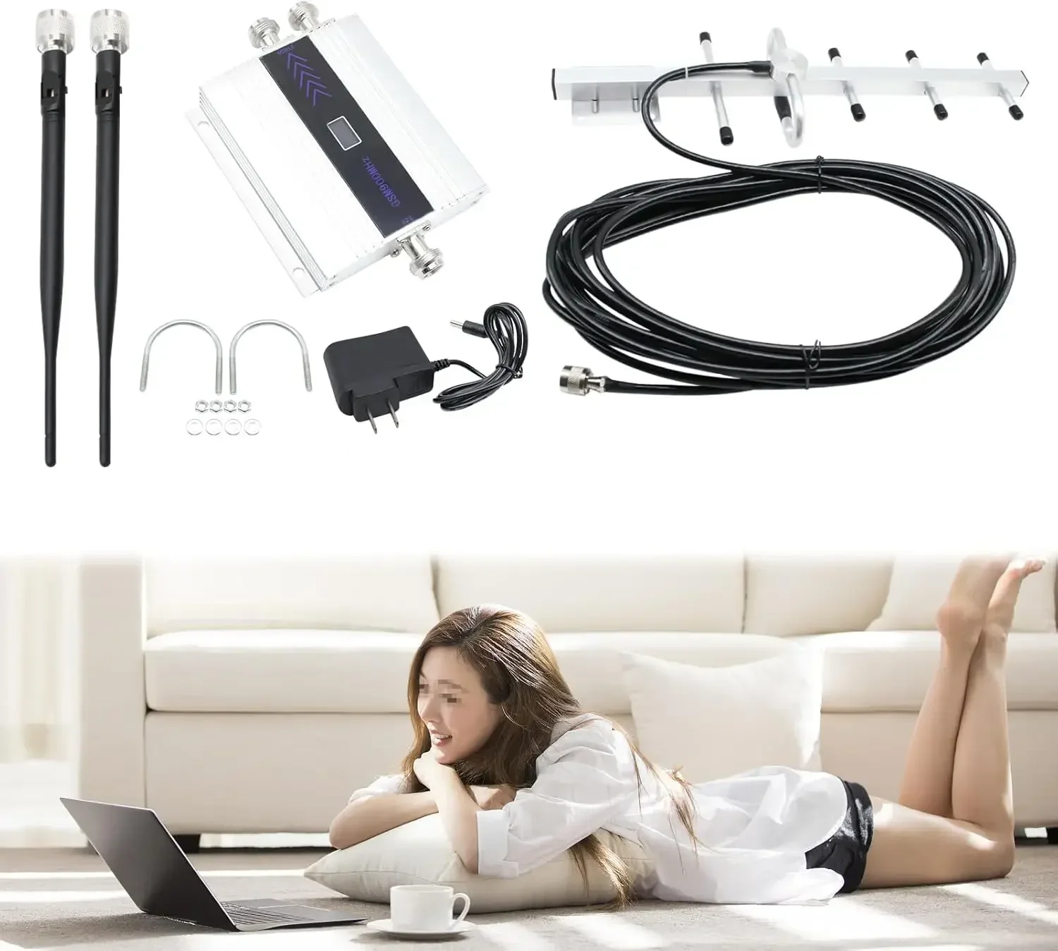 Усилитель сотового телефона для дома и офиса, 2G/3G/4G LCD GSM 900 МГц, мобильный повторитель сигнала + комплекты антенн для дома