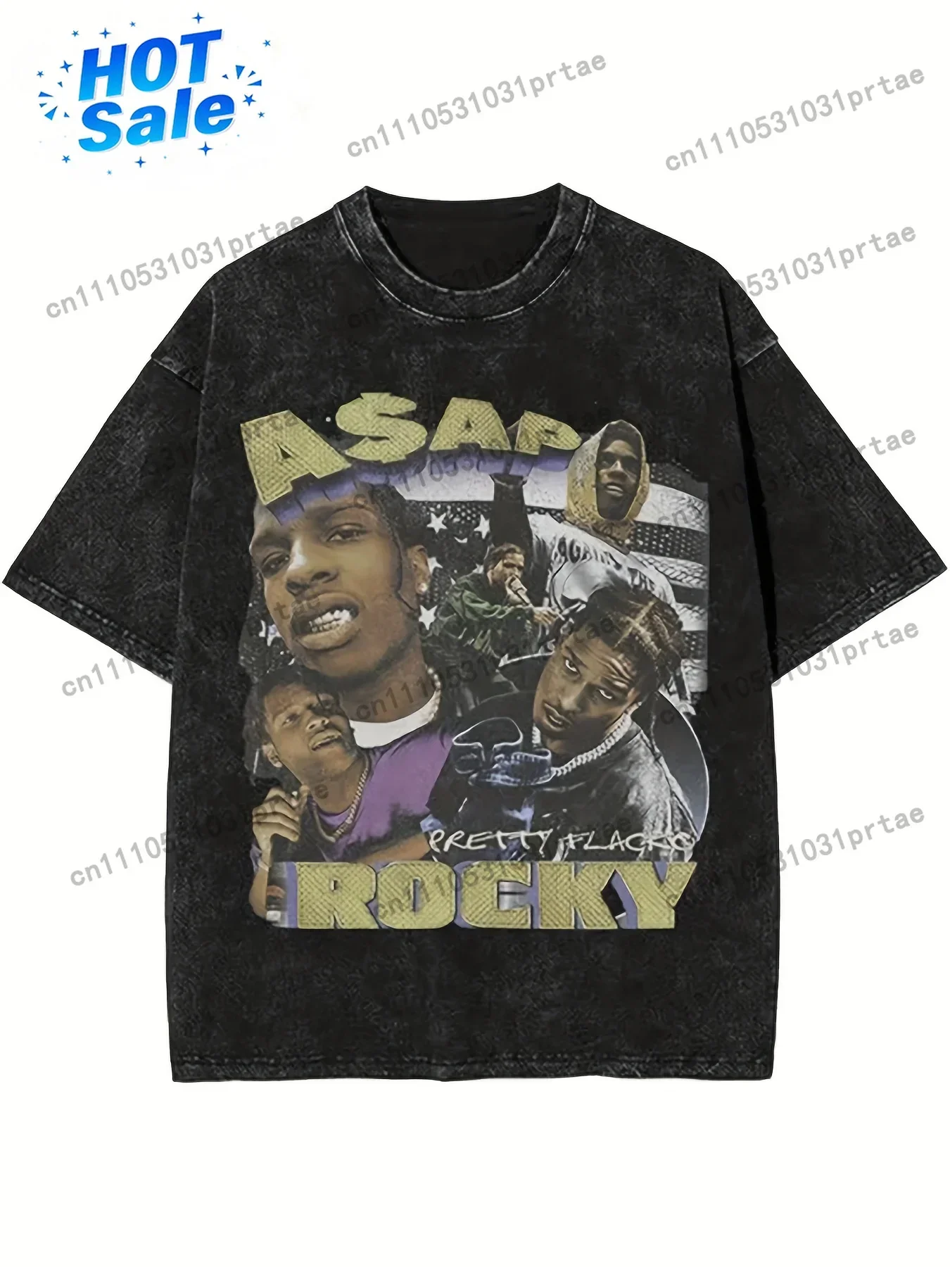 Men'S Vintage Loose-Fitting Round Neck Short-Sleeve Graphic T-Shirt - 3D Print, Washed End Relaxed Fit Hip-Hop Style Design Red