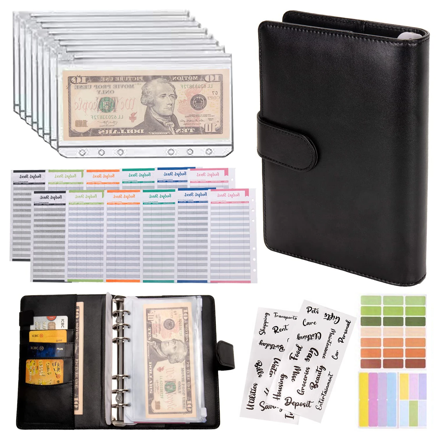 A6 Budget Binder with Zipper Envelopes for Cash And Money Saving Envelope System Organizer