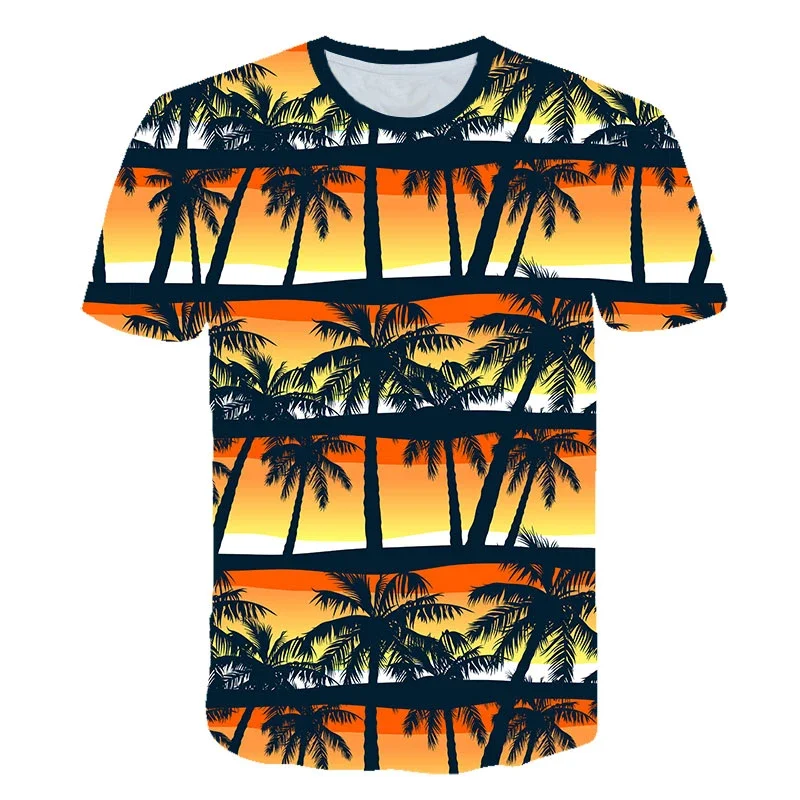 Summer Beach Palm Tree Pattern Men's Children's T-shirt Fashion Natural Landscape Leisure 3d Printing Comfortable Thin Top