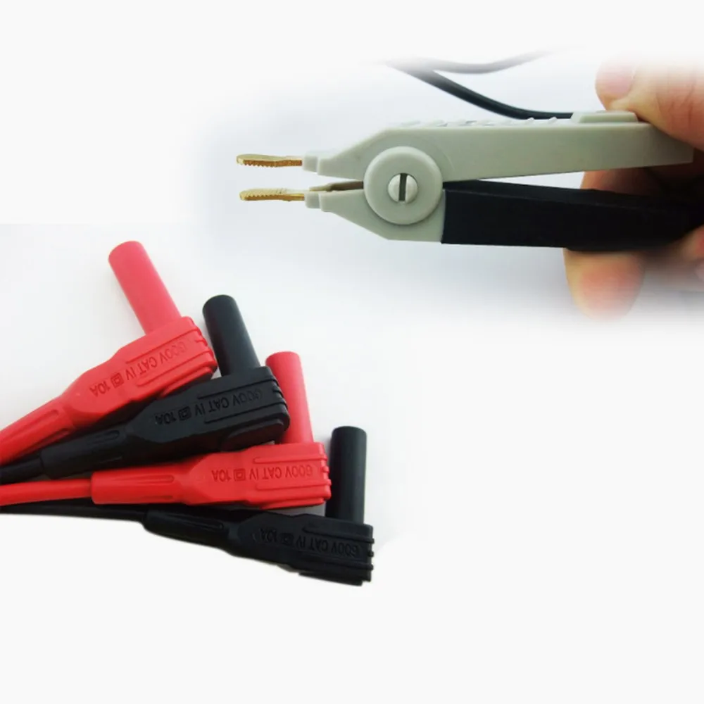 Kelvin Test Alligator Clip Four Wire LCR Bridge Test Clamp Red Black 15mm Opening 4mm Standard Banana Plug for Testing Tool