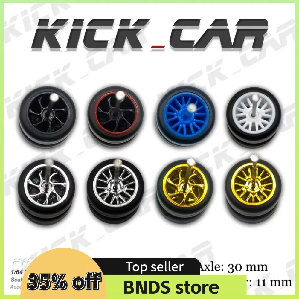 1/64 Model Car Wheels with Rubber Tyres 1Set For Hotwheels Modified Parts Sports Vehicle Toy Cars Tomica MiniGT