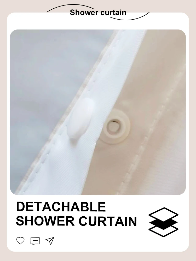 Thickening Shower Curtain Detachable Waterproof Shower Curtain Soft Fabric Bathroom Solid Color Bathtub Bathroom Accessories