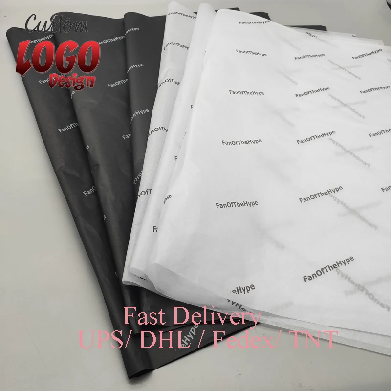 500 / 1000 PCS a LOT Custom All Over Print LOGO Printed Tissue Wrapping Paper for Clothing Boutique Gift Wrapping Paper