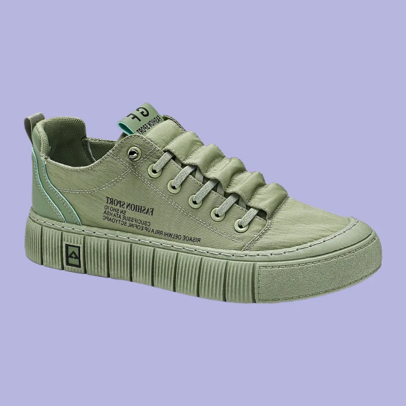 Green Men Casual Shoes Ice Silk Canvas Shoes for Men Walking Shoes Outdoor Sneakers Male Breathable Footwear Tenis Hombres