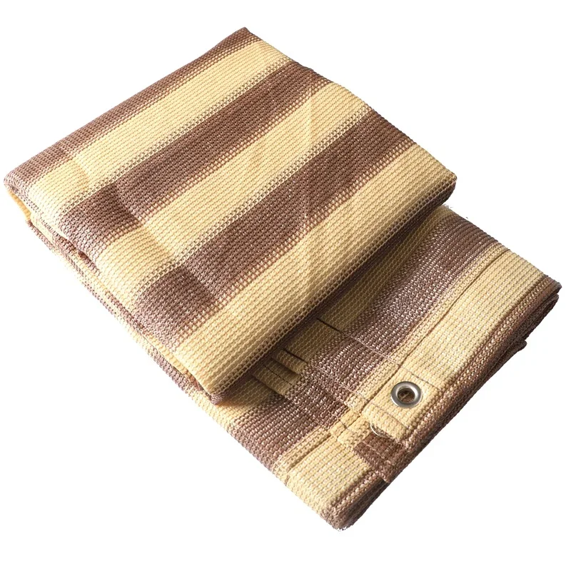 2026 Brown Stripe Sunshading Net 95% Sun Shading Balcony Patio Outdoor Roof Car Perforated Thickened Privacy Protection Net