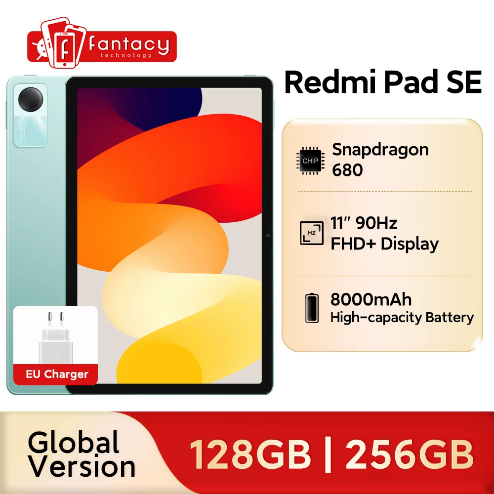 Global Versie Xiaomi Redmi Pad SE 11 "FHD + 90Hz Display Mi Tablets Snapdragon 680 128GB 256GB 8000mAh Batterij 8MP CAM