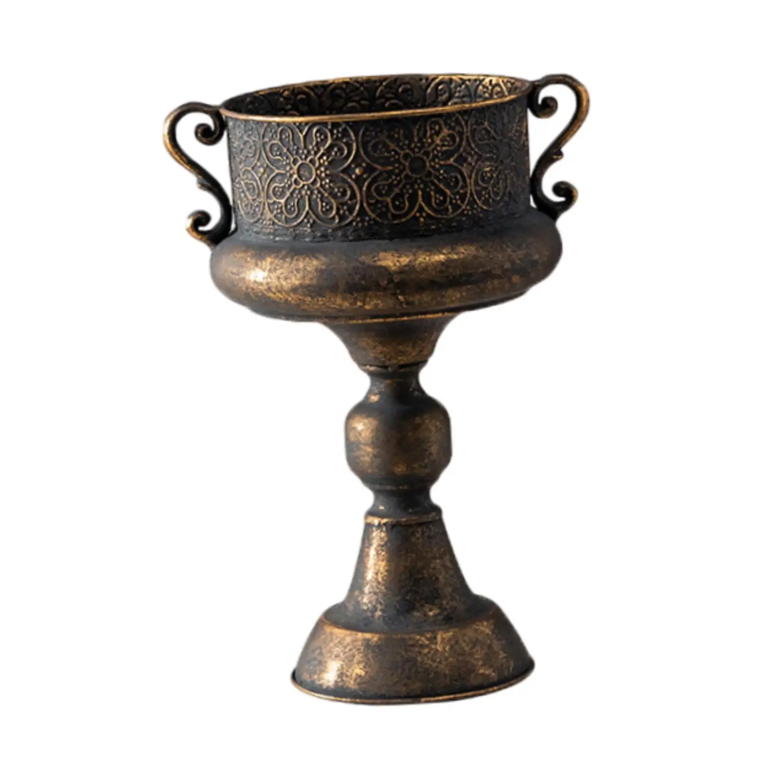 

Vintage Style Trophy Shaped Vase Outdoor Urn Tabletop Ornament Elegant Rustic