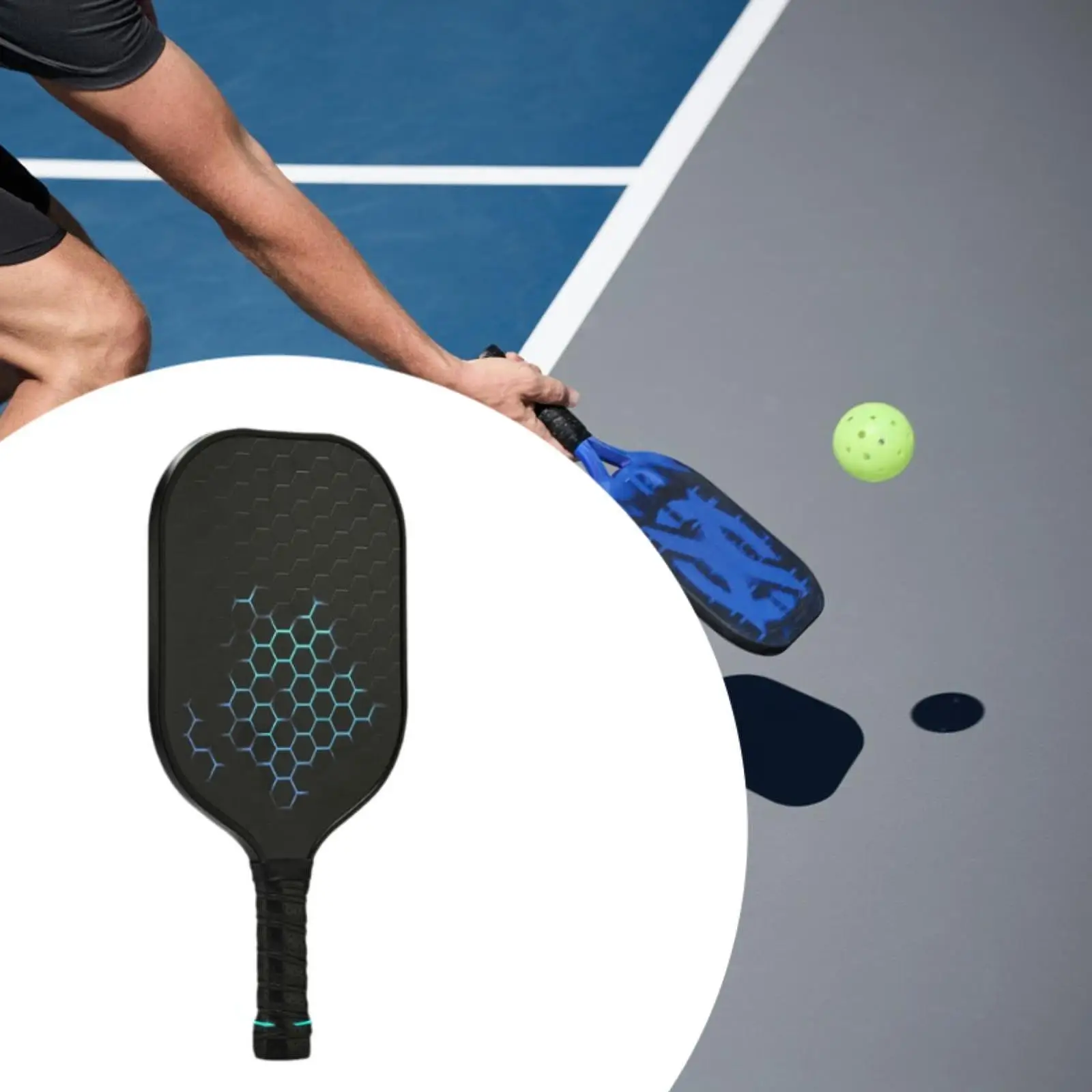Wide Surface Fiberglass Paddle Pickleball Ball Racket Anti Slip Grip for Beginner Advanced Players Beach Tennis