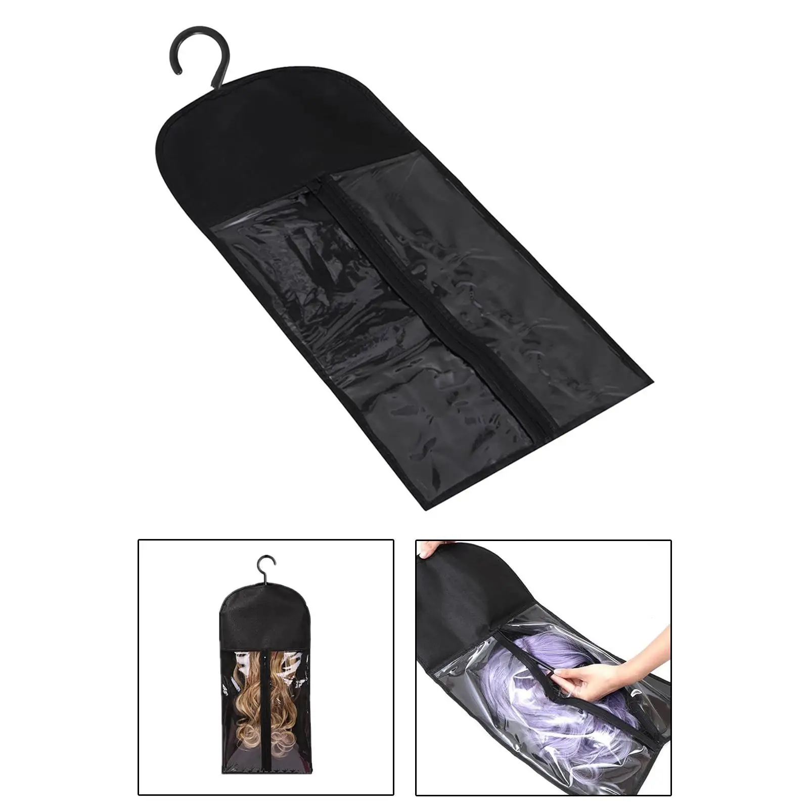 6x Hair Extension Holder Wig Storage Bags for Multiple Wig,with Hanger Hair Extension Storage Wig Bags for Wig Accessories