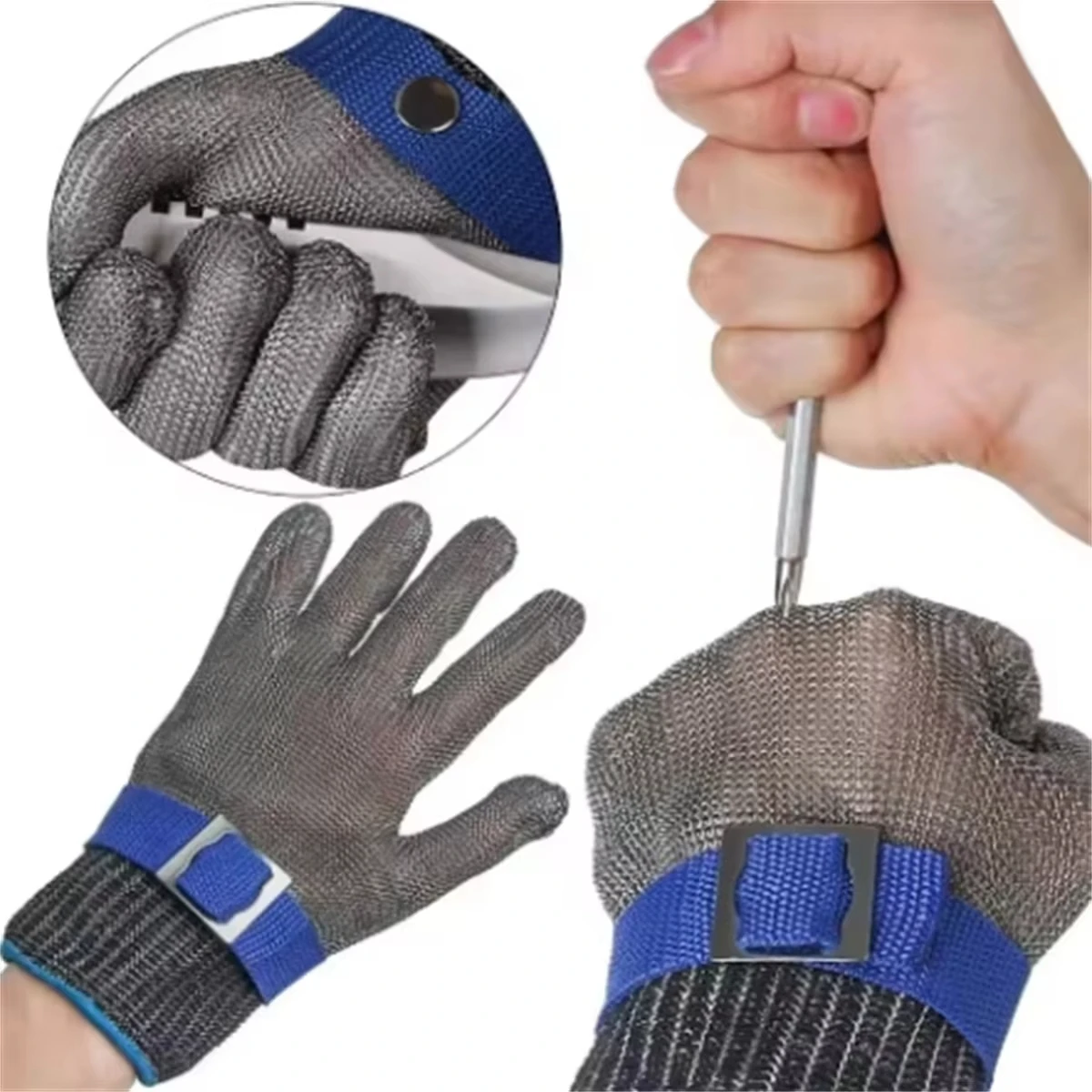 Stainless Steel Gloves Anti-cut Safety Cut Resistant Hand Protective Metal Meat Mesh Glove for Butcher Wire Knife Proof Stab image 6