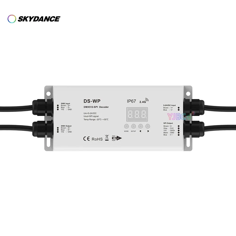 

Skydance DS-WP DMX512 to SPI Converter 5V 24V 12V DMX512-SPI DMX Decoder RF controller 2.4G Remote control for Pixel LED Strip