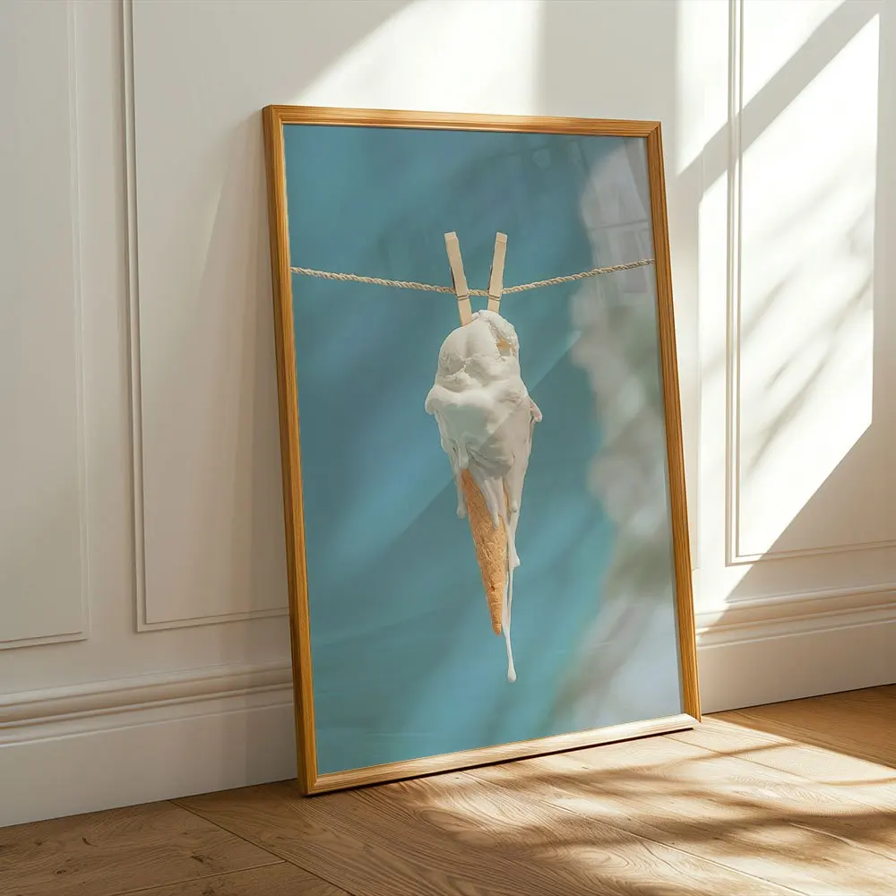 Minimal Abstract Hanging Ice‑Cream Canvas Wall Decor Picture, Fun Home Decor Gift For Living Room And Bedroom, 2D Printed Poster
