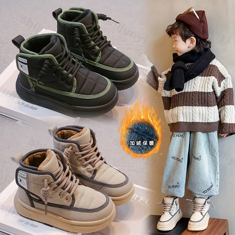

Winter Children Snow Boots 2025 New Kids Ankle Boots Toddler Girls Fashion Non-slip Plush Fur Warm Boys Cold-proof Short Boots