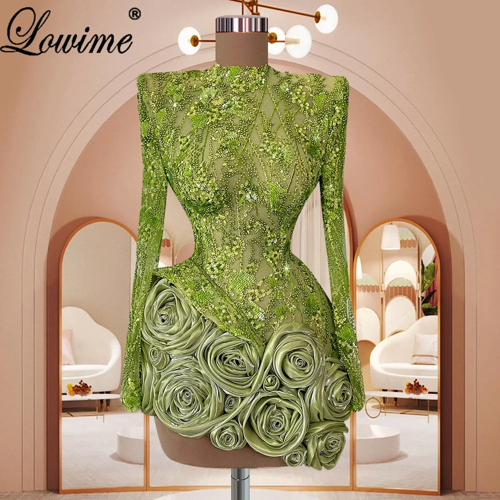 Light Green Short Cocktail Dresses Mermaid Long Sleeves Homecoming Dresses Prom Party Dresses For Women Vestidos De Cóctel