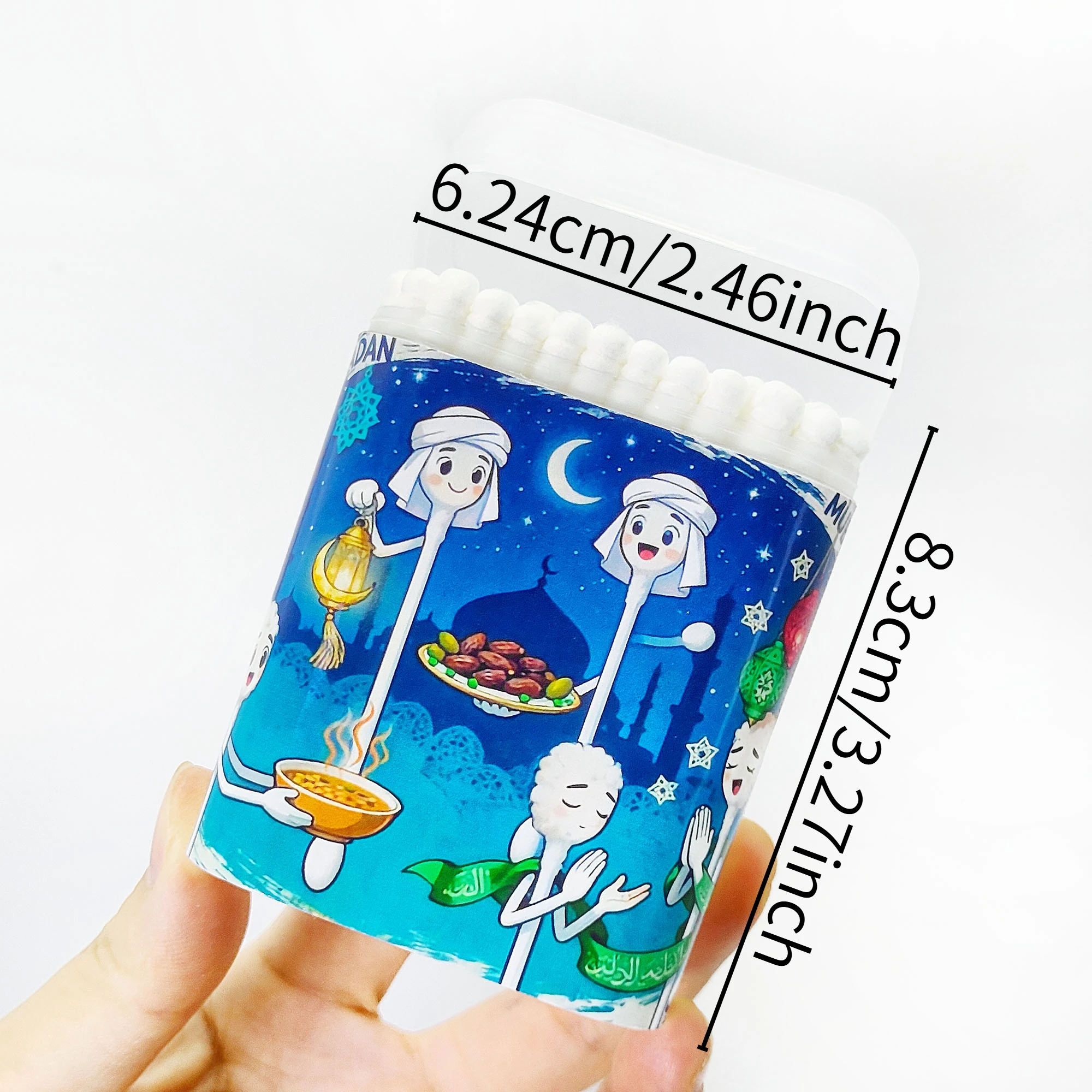 200개의 추석 테마 면봉, 양면 나사형 스푼, 면봉 및 휴일 테마 면봉.