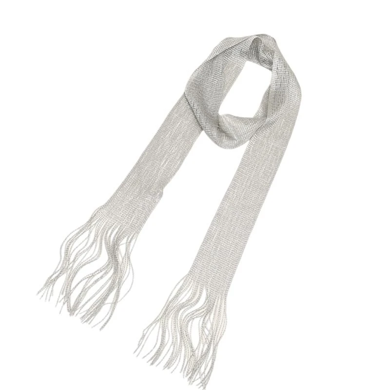 Sciarpa lunga e sottile con sciarpa al collo scintillante con frange Sciarpa stretta per donna Accessorio di moda per cravatte da cerimonia per cena formale