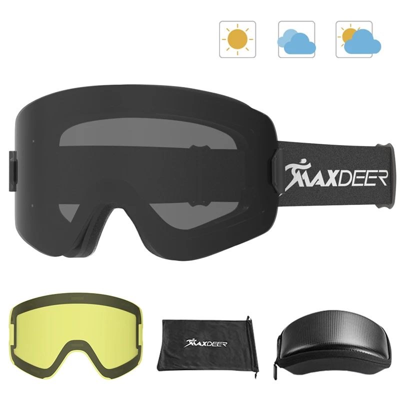 

MAXDEER Ski Goggles Men Women Snowboard Glasses Snow Skiing Eyewear Magnetic Double Layers Lens UV400 Anti-fog OTG Wide Vision