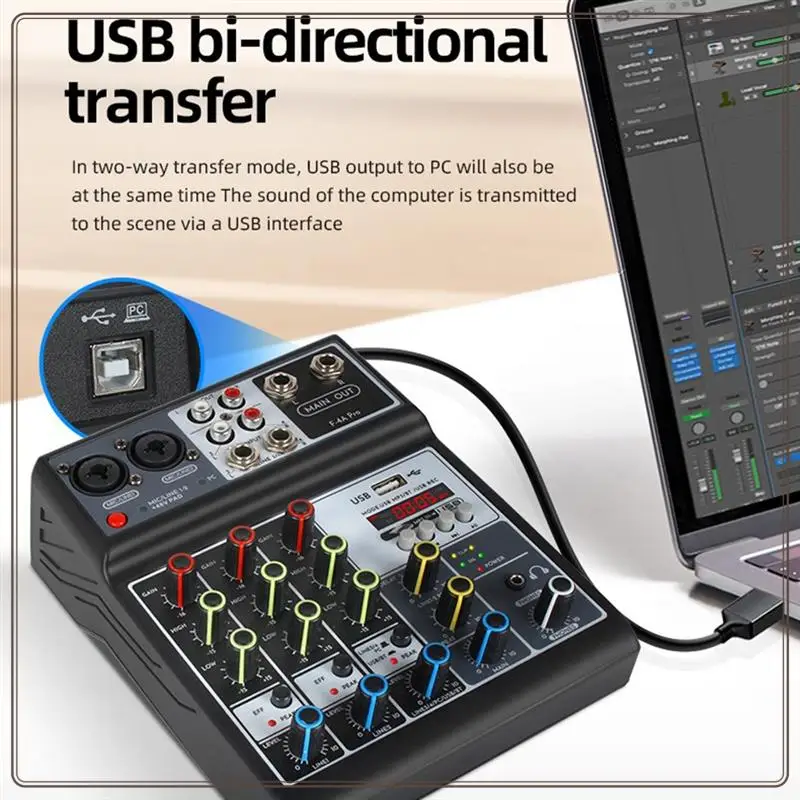 

Reliable-4 Channel Audio Mixer Sound Board Mixing Console Input 48V Phantom Power Stereo DJ Mixers For Recording KTV,4 Channel A