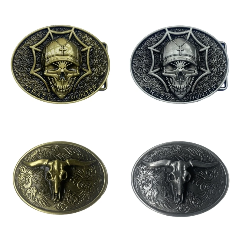 Skull Belt Buckle Adult Unisex Clothing Accessories Western Cowboy Buckle for Adult Waist Belt DIY Supplies Dropsale