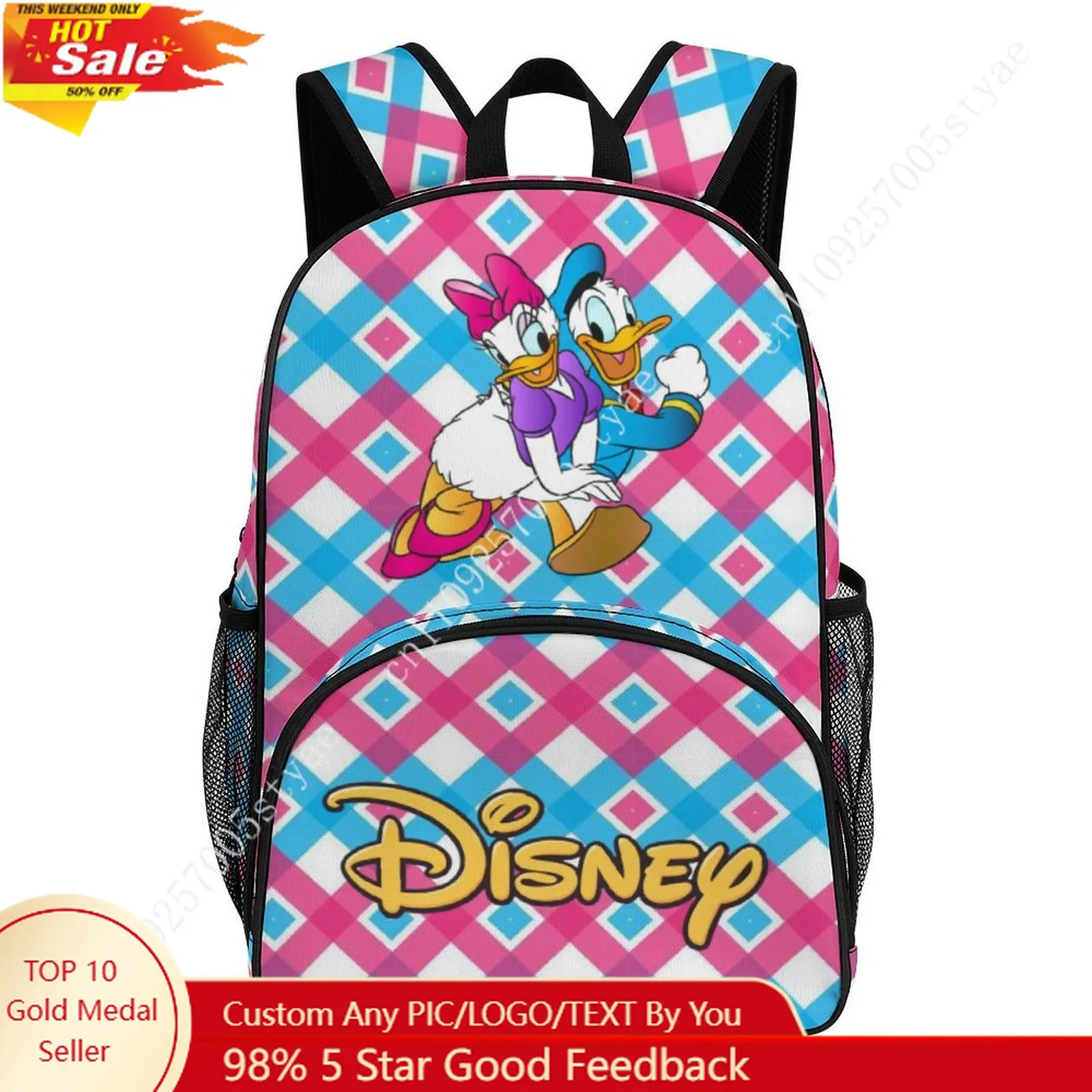 

Donald Duck Daisy Duck Large Capacity Backpack Disney Cartoon Fabric Bags Design Your Photo Logo Text Party Holiday Custom Gifts