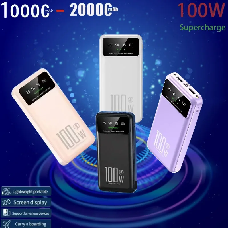 

10000mAh-20000mAh portable power bank 100W fast charger high capacity external battery pack mobile power supply iPhone Samsung