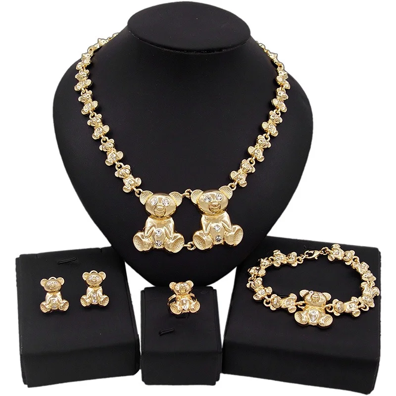 

Yulaili Gold Plated Jewelry Sets for Women Wedding Accessories Free Shipping Bijoux Lovely Bear Design Heart Shape