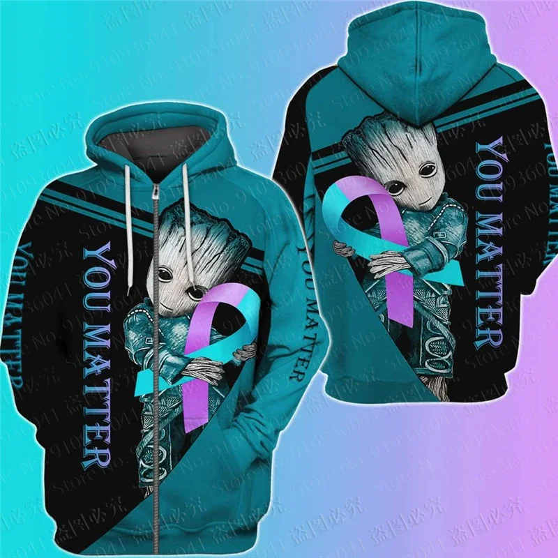 Marvel Movie Guardians of the Galaxy Groot 3D Digital Printed Men's Hoodie Fashion Street Style Sweatshirt with Zipper Pullover