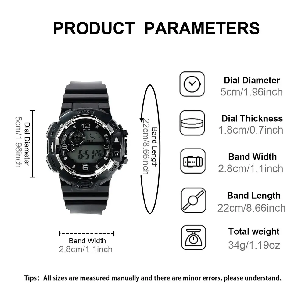 Electronic Watch Middle School Couple Men Women Sports Alarm Clock Glow-in-the-dark Watch