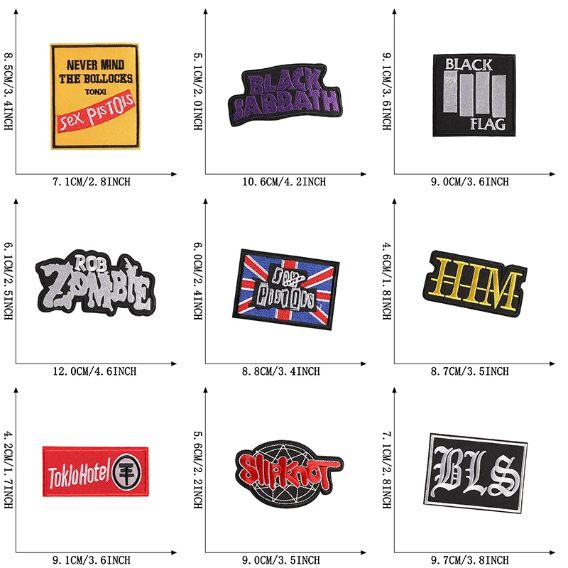 26 Pcs Lot Rock Letters Patches Thermocollant Hard Iron On For Clothes Pack Embroidered Jacket Sew Fabric Mochila Bulk Parches