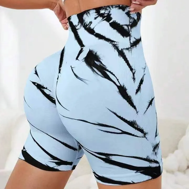 Seamless Tie Dyed Women's Gym Clothing High Waist Sportswear Tight Fitness Yoga Shorts Exercise Peach Buttocks Lifting Leggings