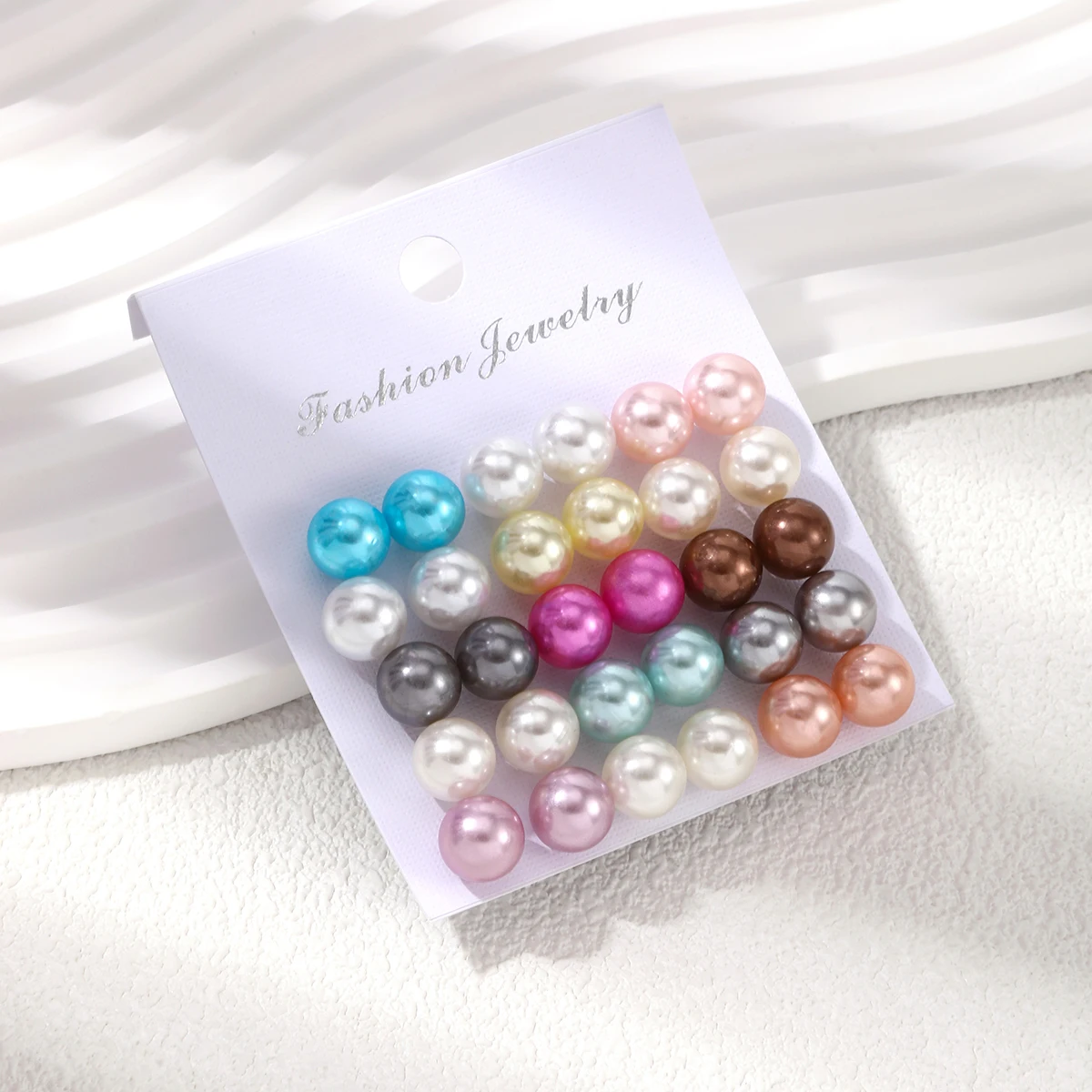 Elegant Colored Imitation Pearl Stud Earrings Simple Ball Bead Earring Set Women\'s Charm Party Wedding Bride Jewelry Gift