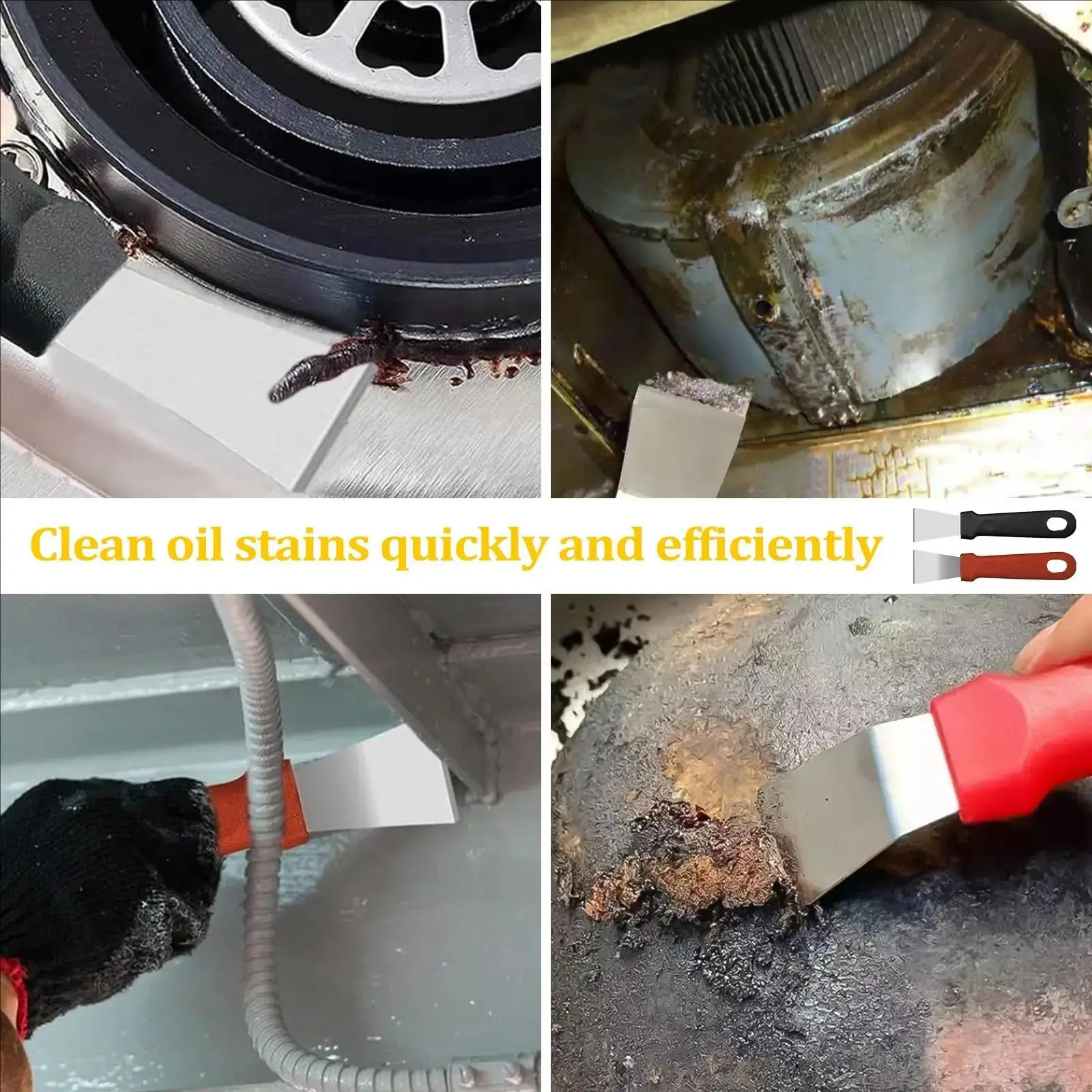 Cleaning Tool Set Multi-Surface Durable Brush Scraper for Gas Stove Range Hood Grime Removal Tools Home Outdoor Cleaner - view 4