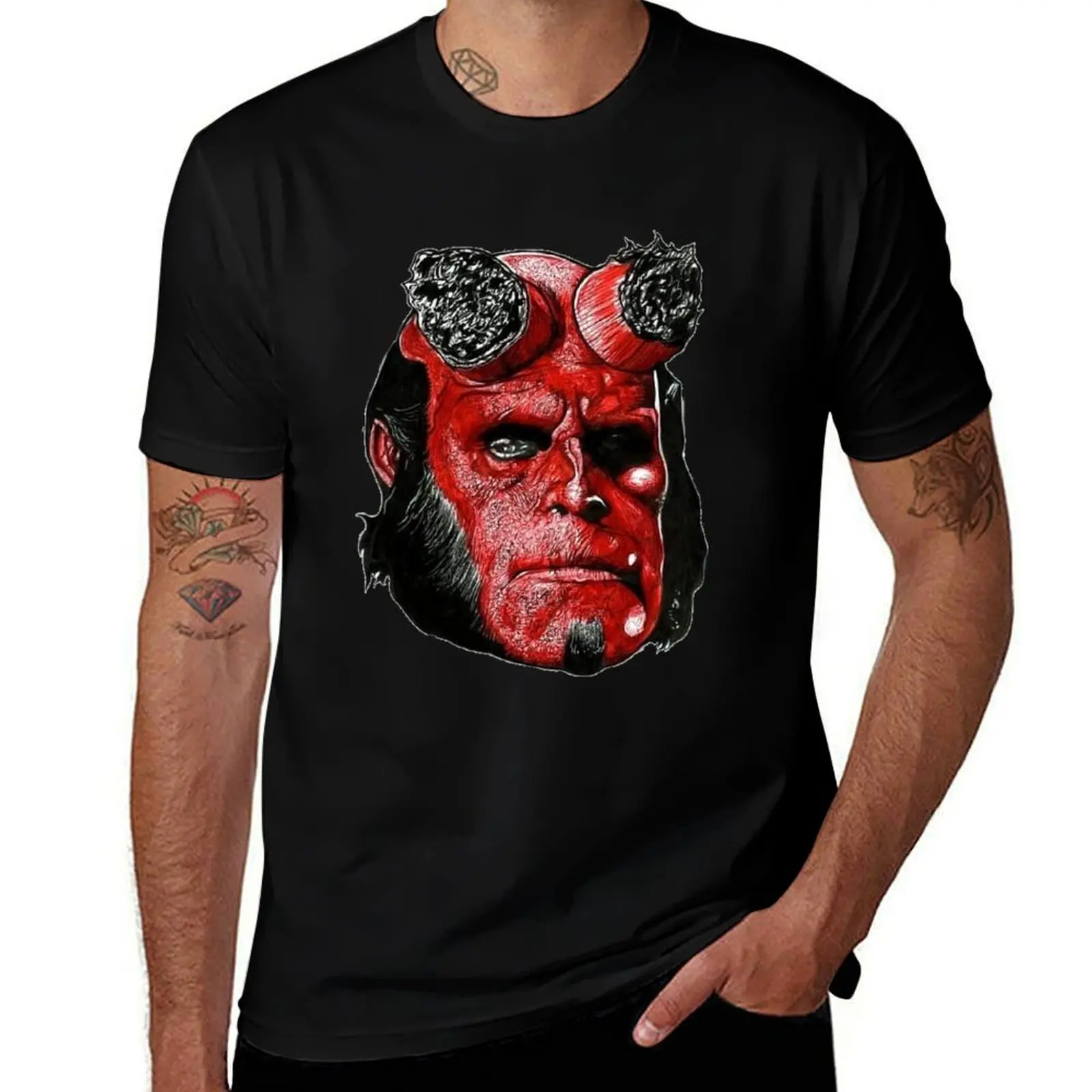 Guillermo del Toro’s Hellboy (colour) T-Shirt Everyday Wear Basic Short Sleeve Top