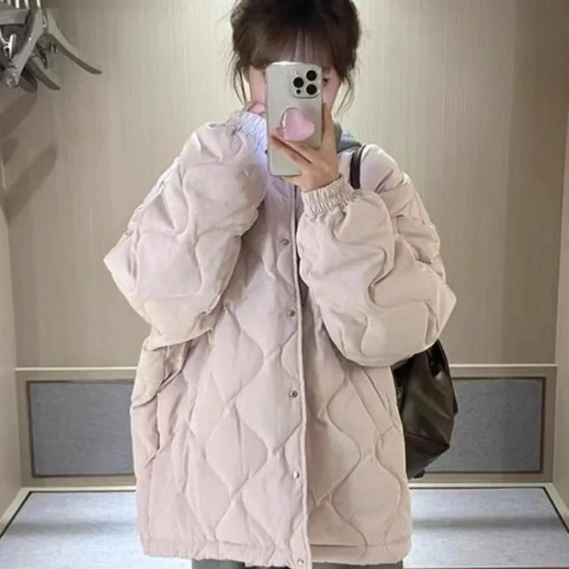 2025 invierno nueva moda cuello alto mujeres abajo chaquetas mujer Casual suelta Ultra ligero abrigo cálido