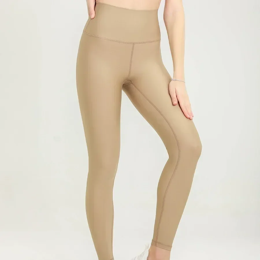 Nuevo Pantalones deportivos de Yoga para mujer, cintura alta, color melocotón, con perlas, para el cuidado de la piel