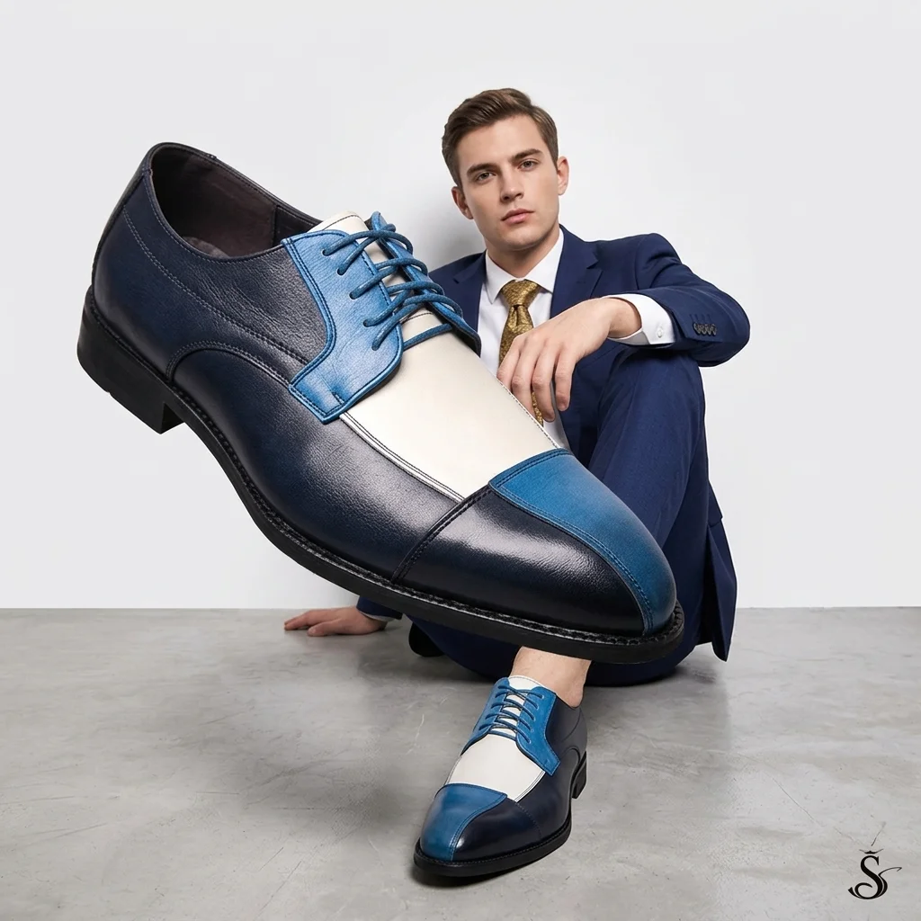Men Hot selling Fashion Dress Shoes PU Spliced Lace up Business Office Derby Shoes British Social Shoes Size 38-48 Men Shoes