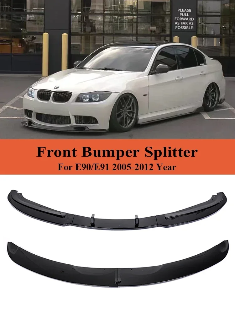 

For BMW 3 Series E90 E91 2005-2012 Front Bumper Lip 325i 328i 335i 330i Splitter Spoiler M Performance Gloss Black Carbon