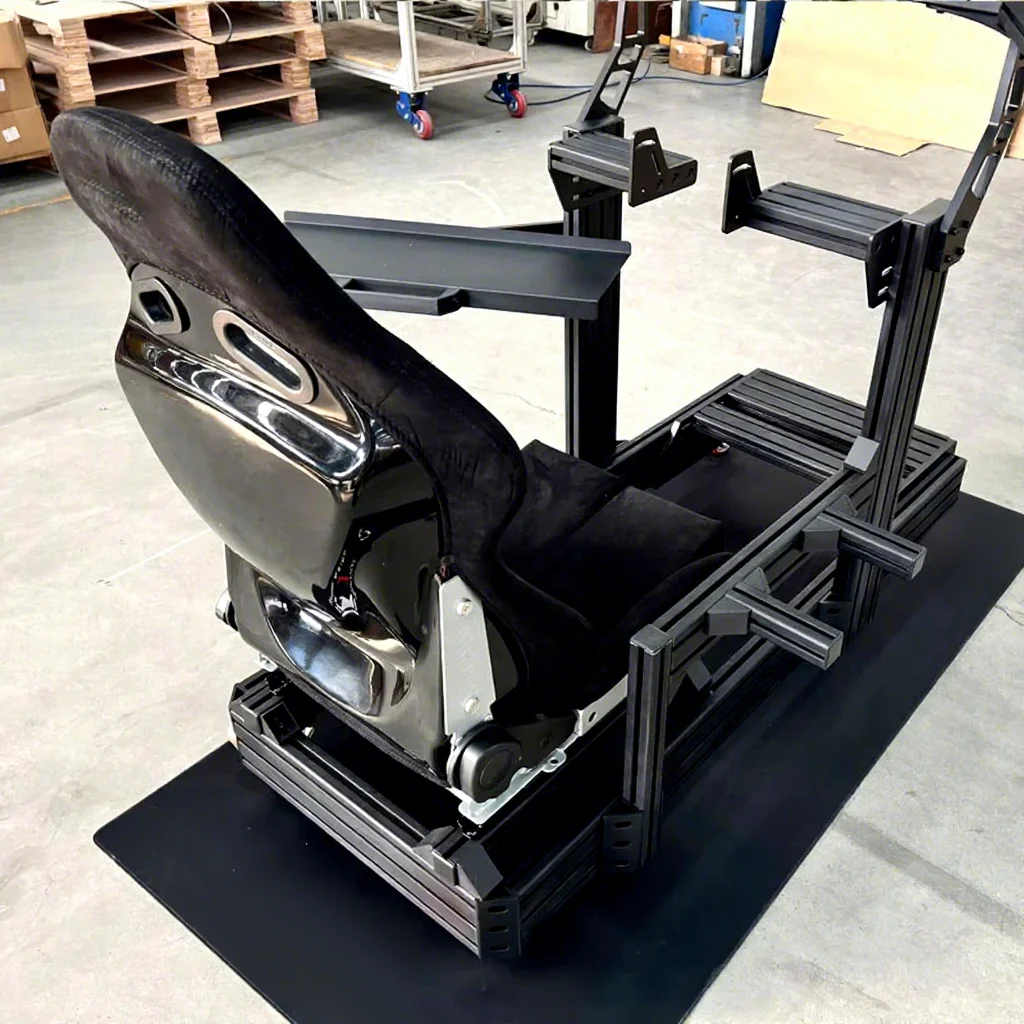 Strong Aluminum Racing Simulator Cockpit Rig Sports Entertainment Comfortable Seat Pedal Plate Wheel Mount For Driving Chassis
